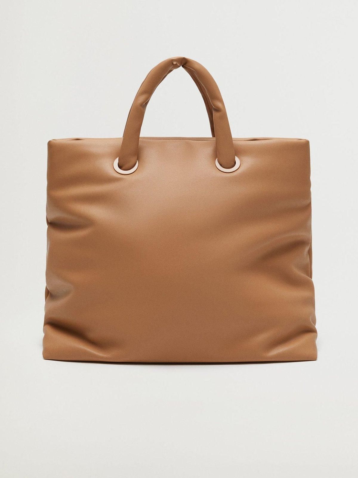 Faux Leather Tote Bag Brown
