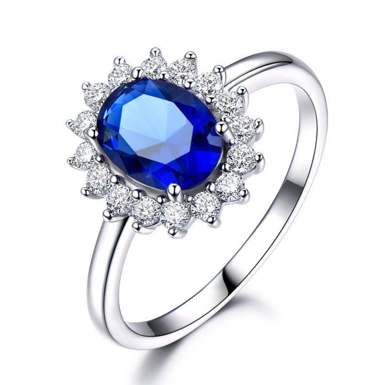 Prsteň s modrým zafírovým kvetom