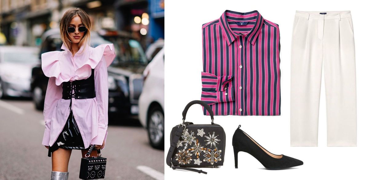 Image de style de rue de femme en chemise rose