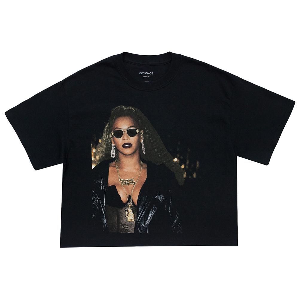 Maglietta corta in pizzo e pelle Beyoncé