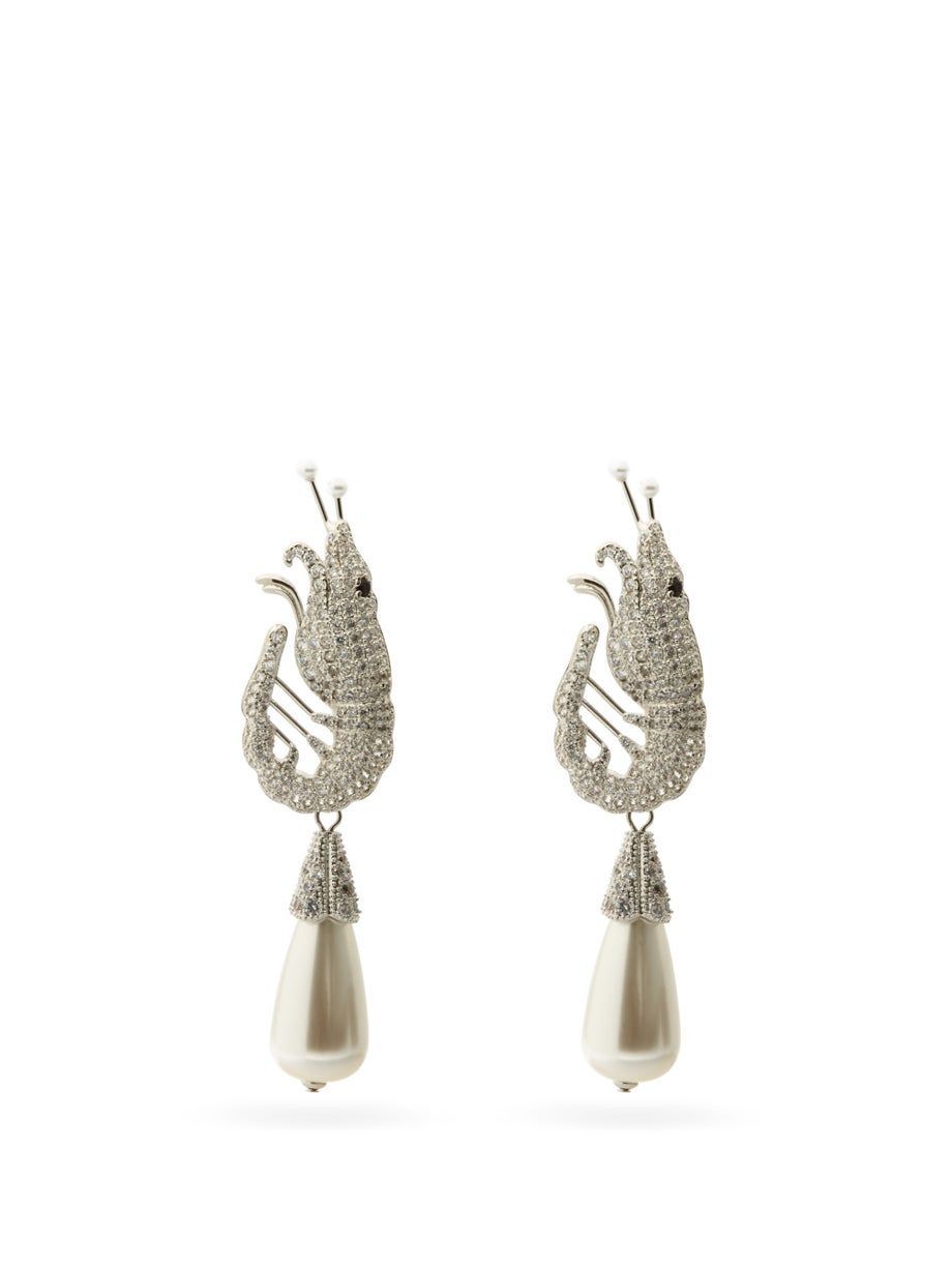 Garneļu kristāla un mākslīgās pērles auskari