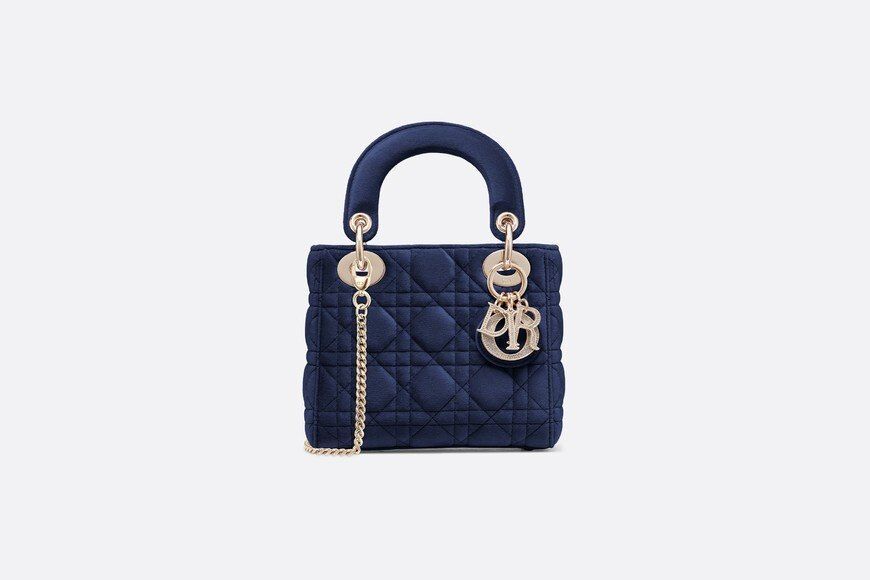 Mini sac bleu Lady Dior en velours