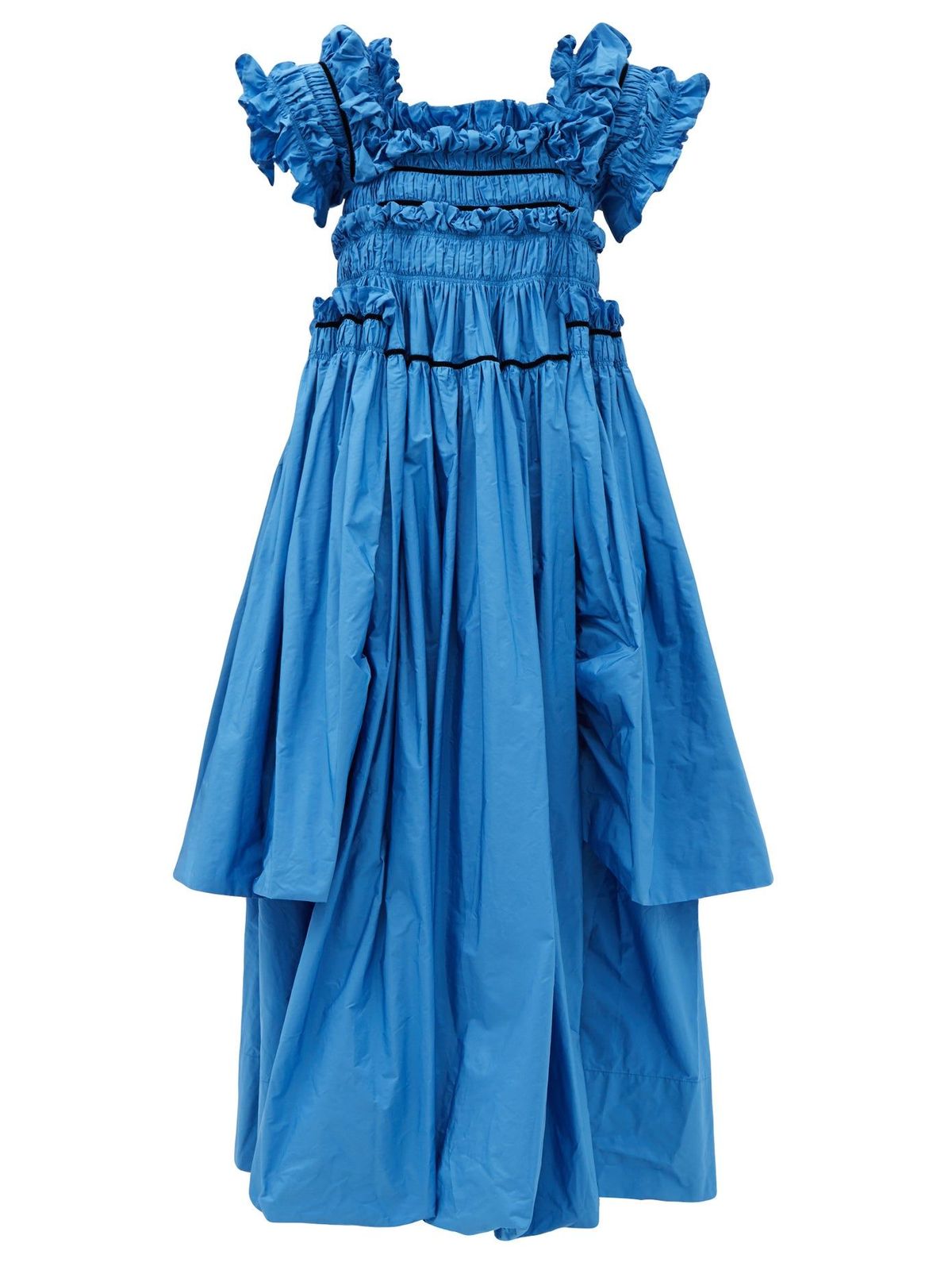 Robby Frilled And Hand-Smocked Taffeta Gown